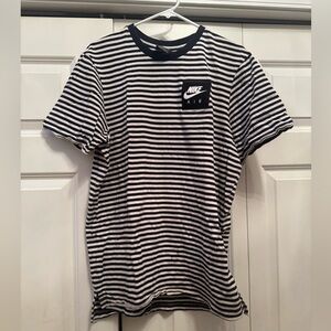 Nike Air Black & White Striped Cotton Short Sleeve T Shirt Mens Large